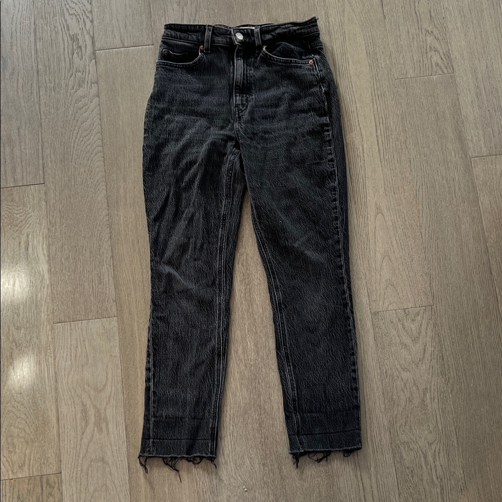 High-Rise Black H&M Straight Jeans